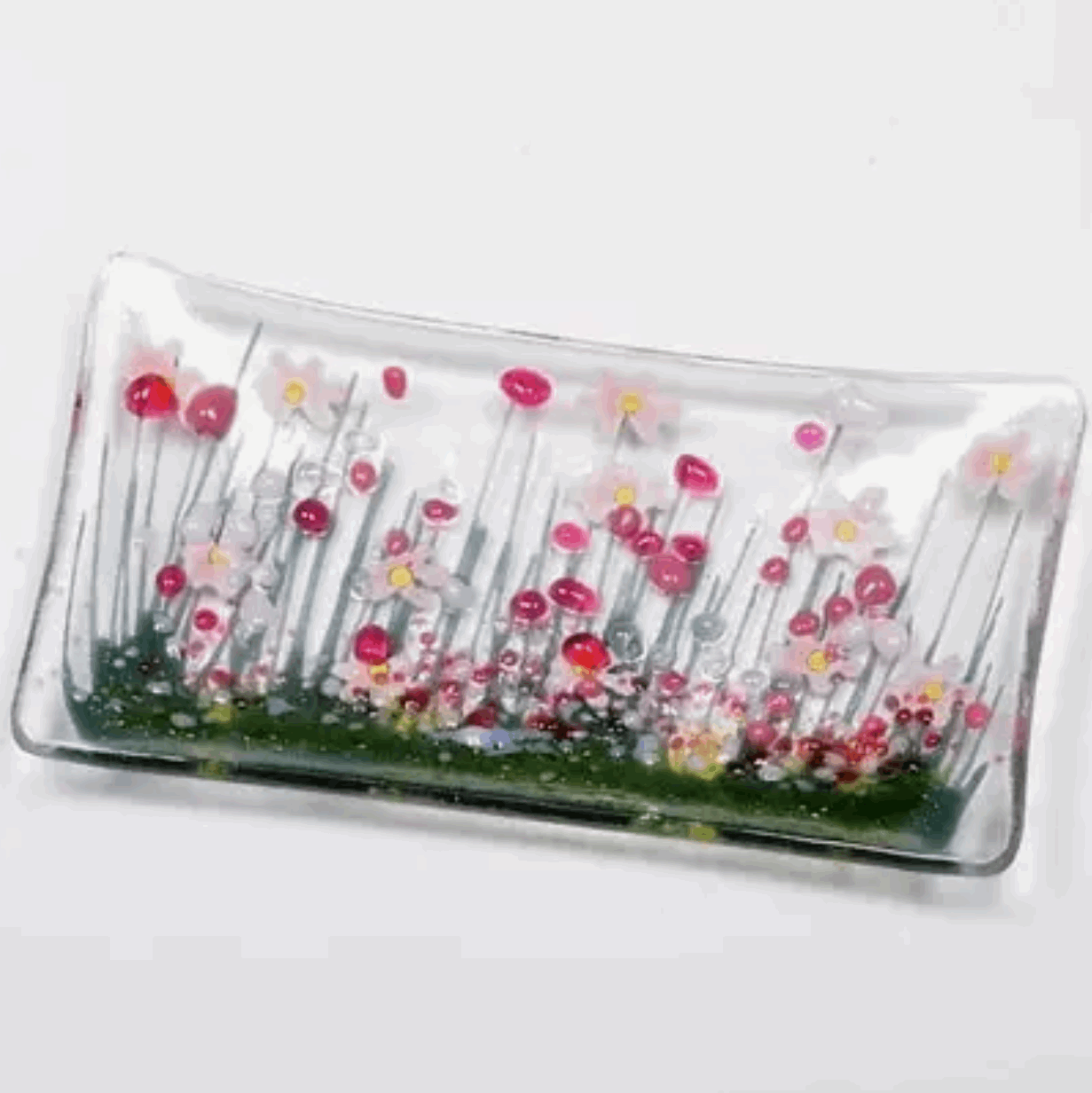 Blooming small glass dish