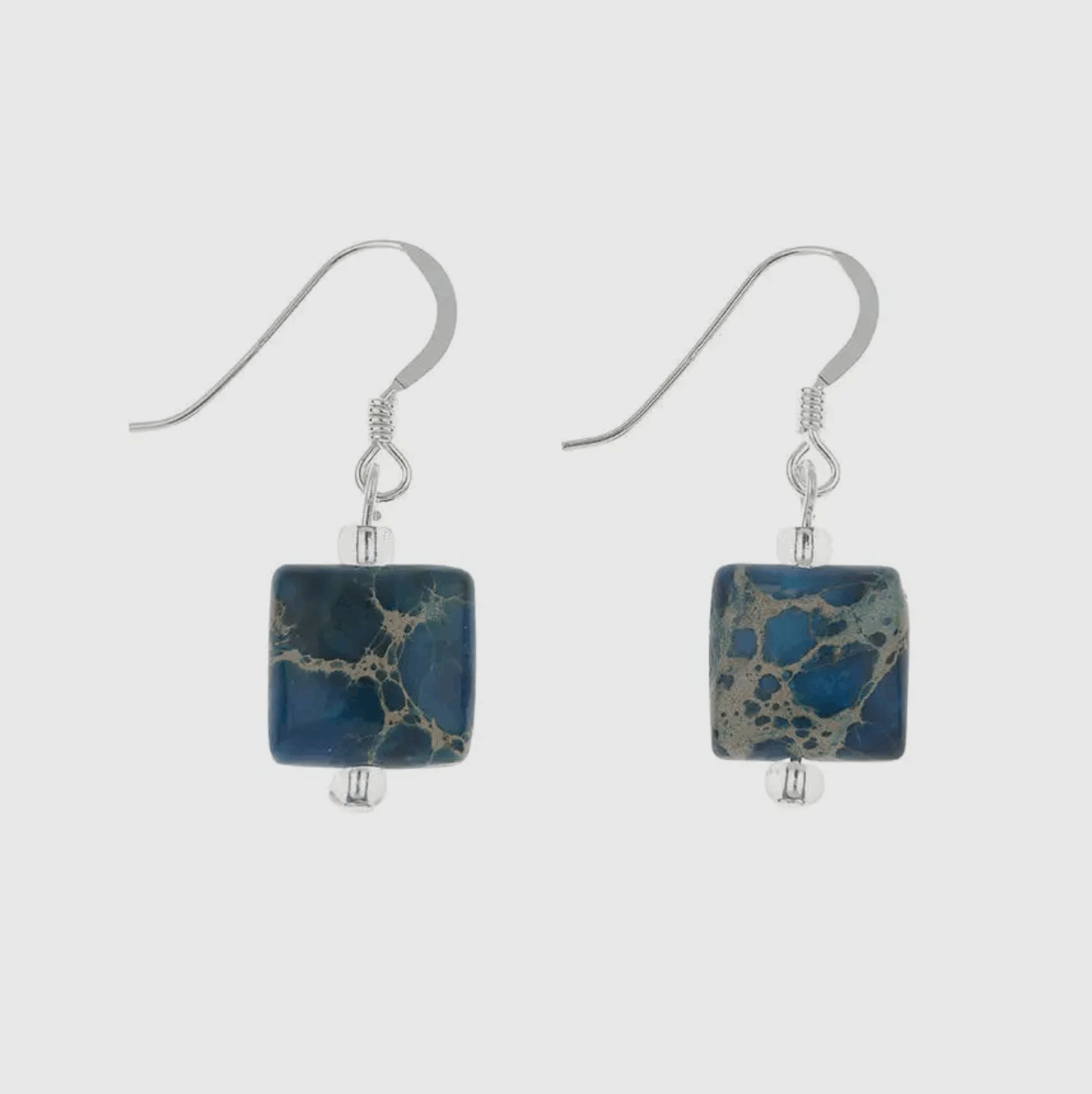 Blue Jasper Pillows Beaded Gemstone earrings