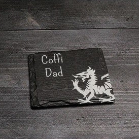 Coffi dad Welsh slate coaster |Gifts of Wales