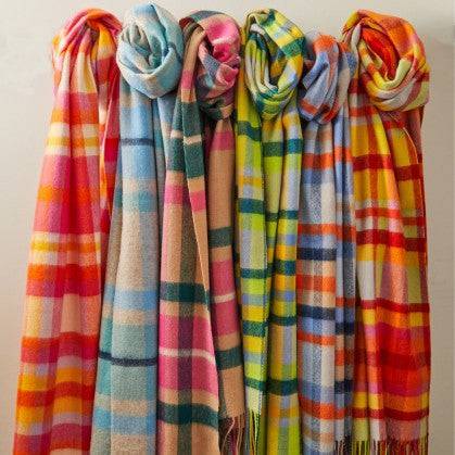 Ella check Lambswool wide scarf - Gifts of Wales
