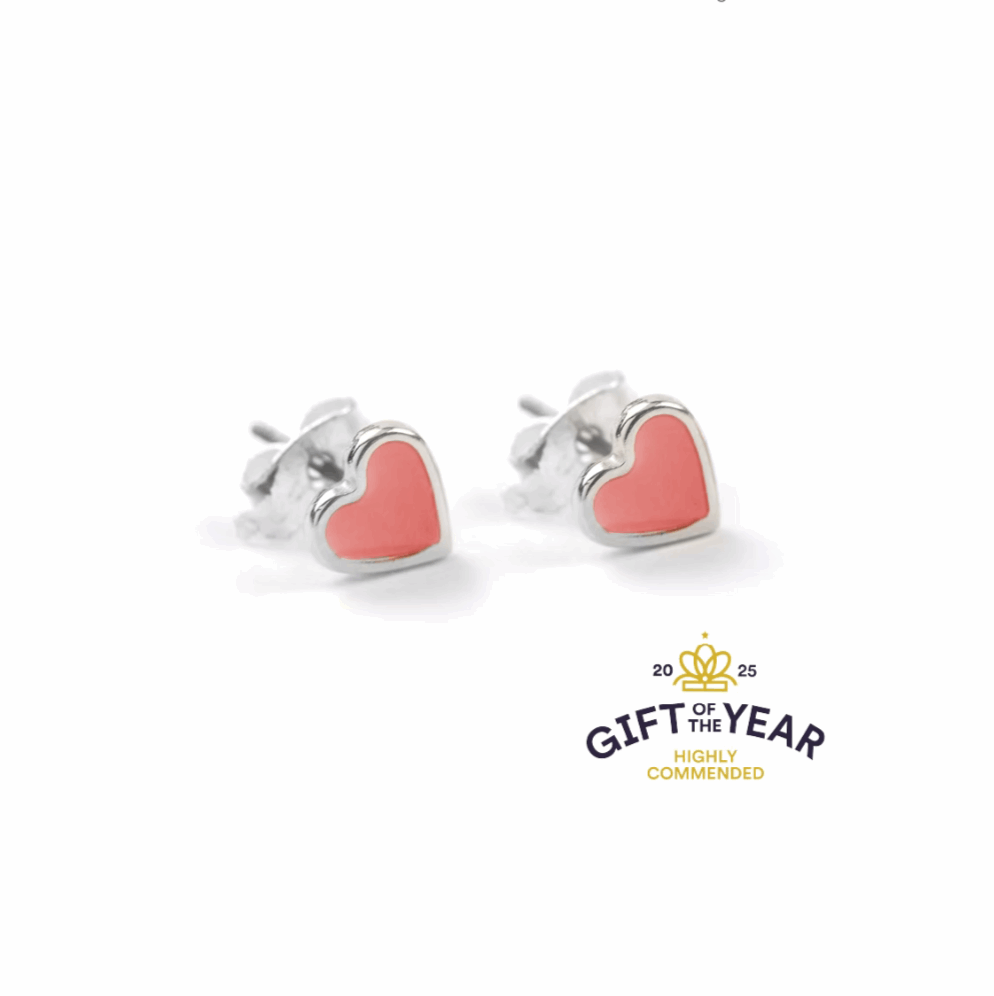 Coral heart studs