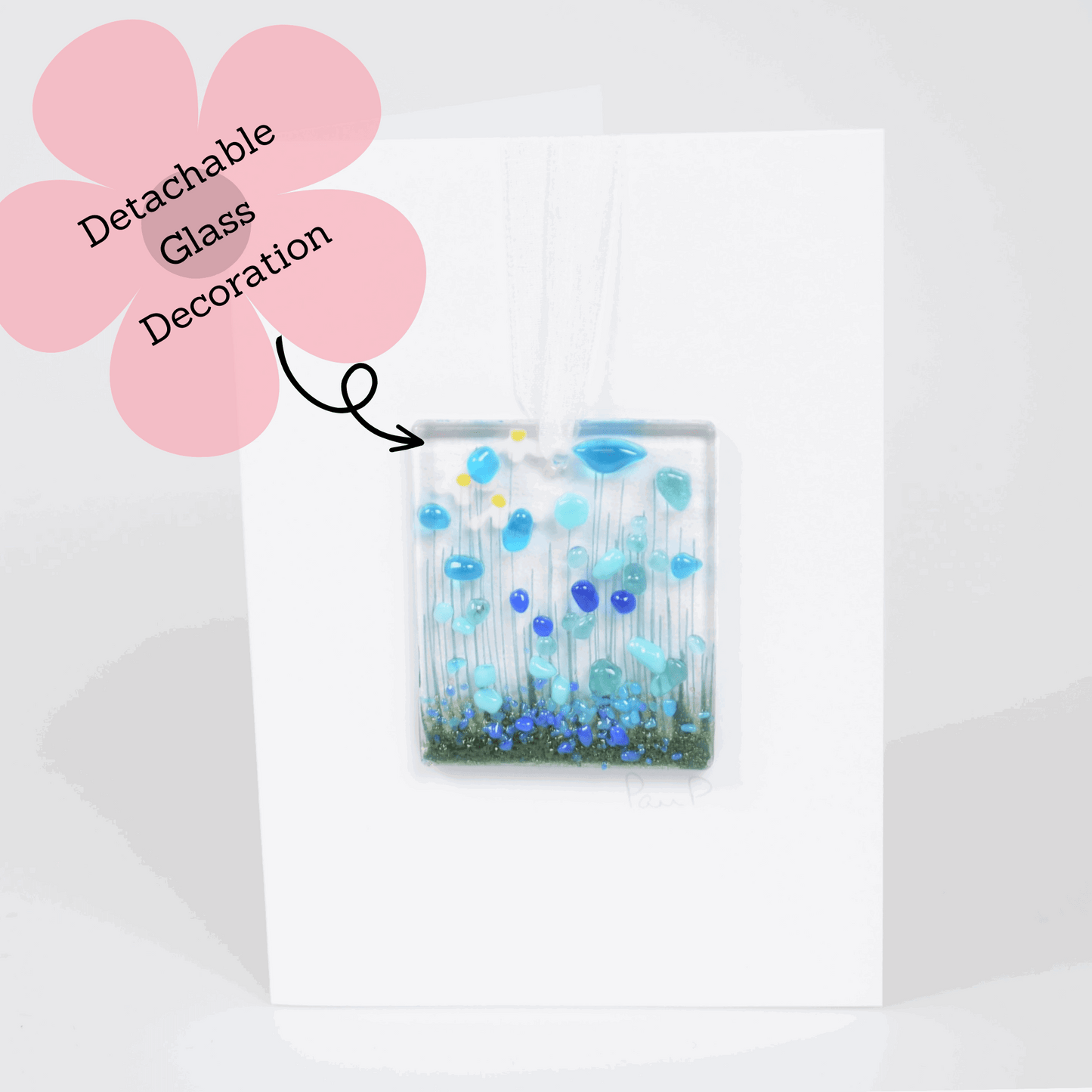 Cornflower Fused Glass Hanging Token Card|Gifts of Wales