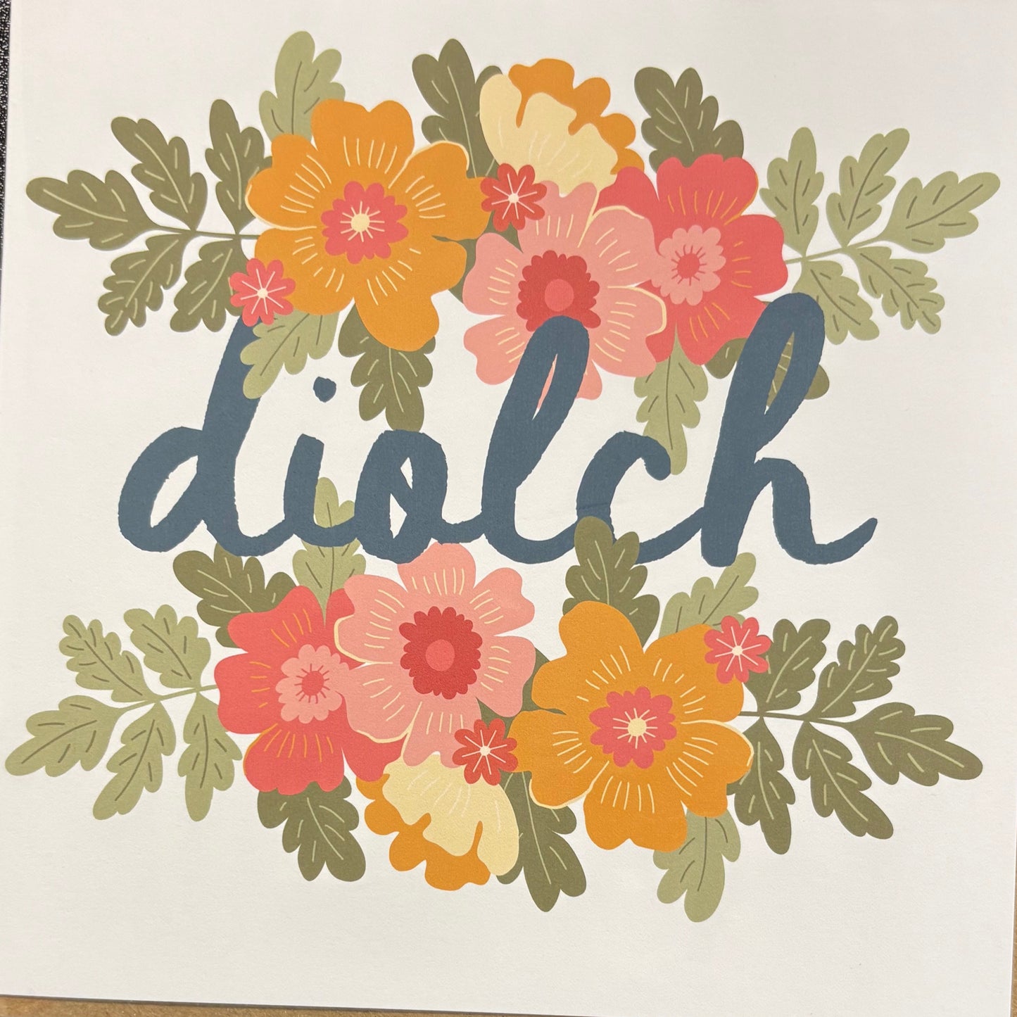 Floral diolch card