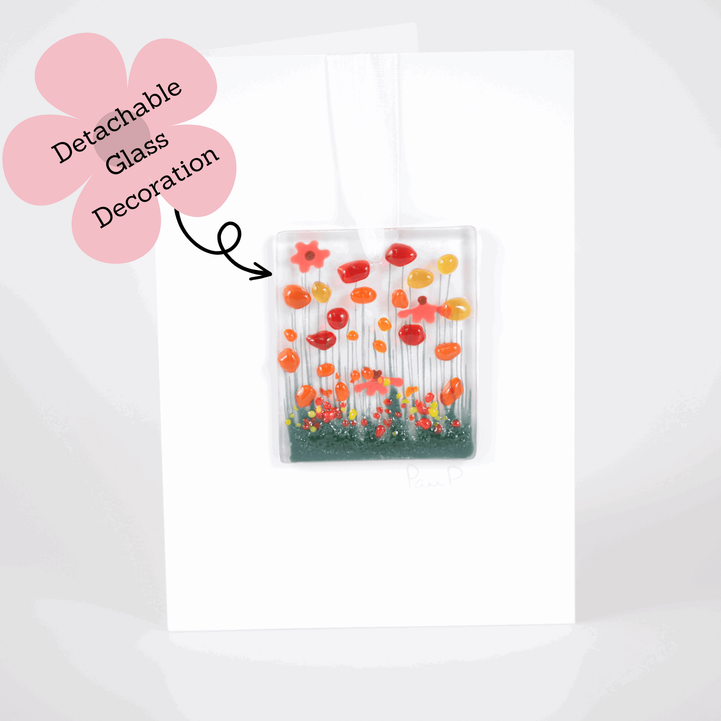 Gerbera Fused Glass Hanging Token Card|Gifts of Wales