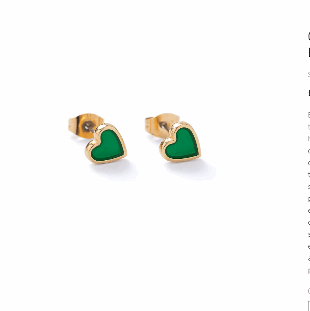 Green translucent heart studs