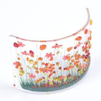 Handmade Fused Glass - Gerbera Curve|Gifts of Wales