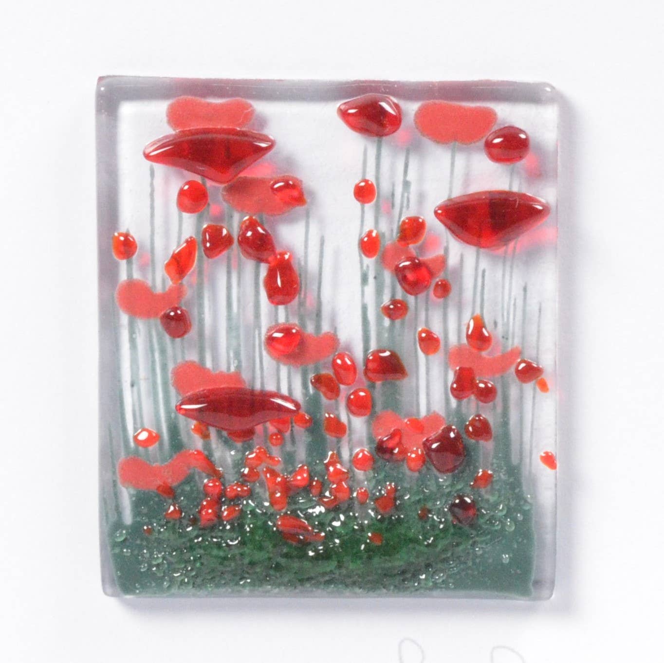 Handmade Fused Glass Greeting Card - Poppy Card|Gifts of Wales