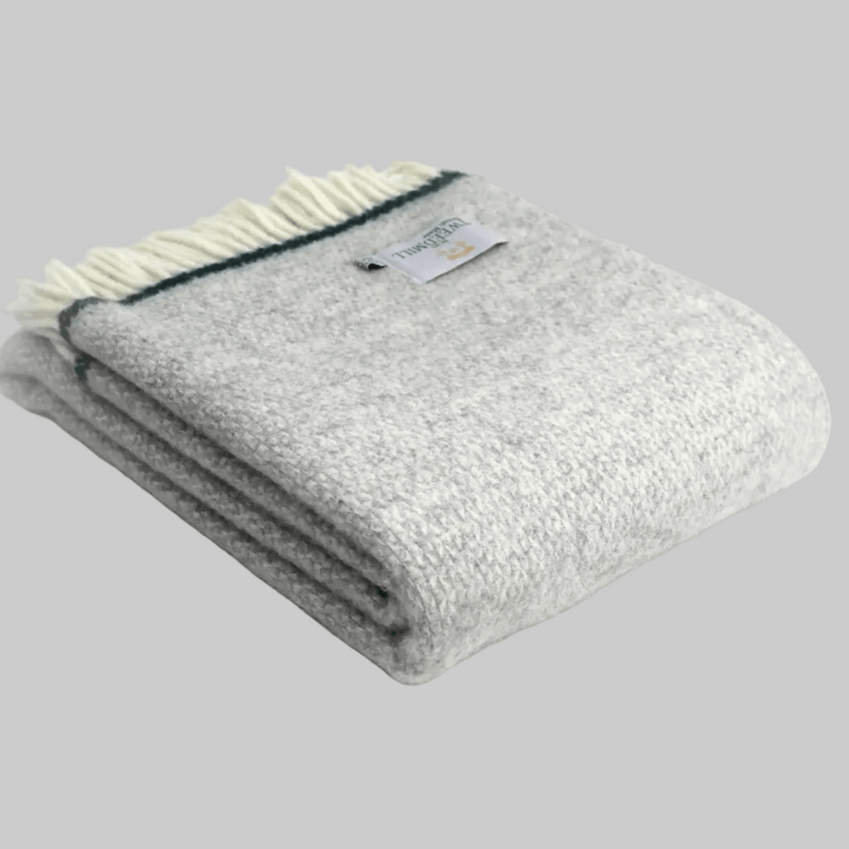 Illusion grey throw with green stripe