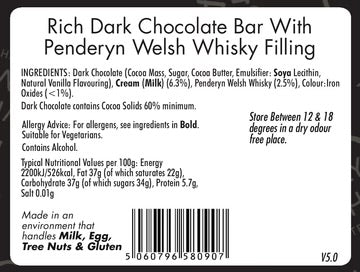 Ingredients Penderyn dark chocolate bar | Gifts of Wales