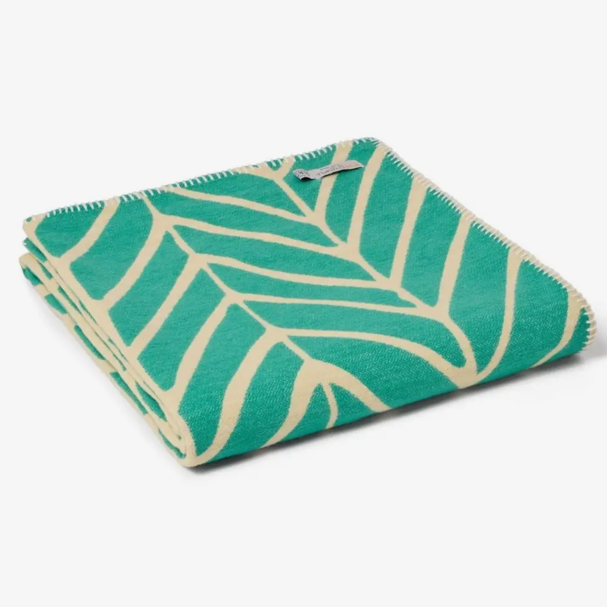 Jade and cream cotton throw