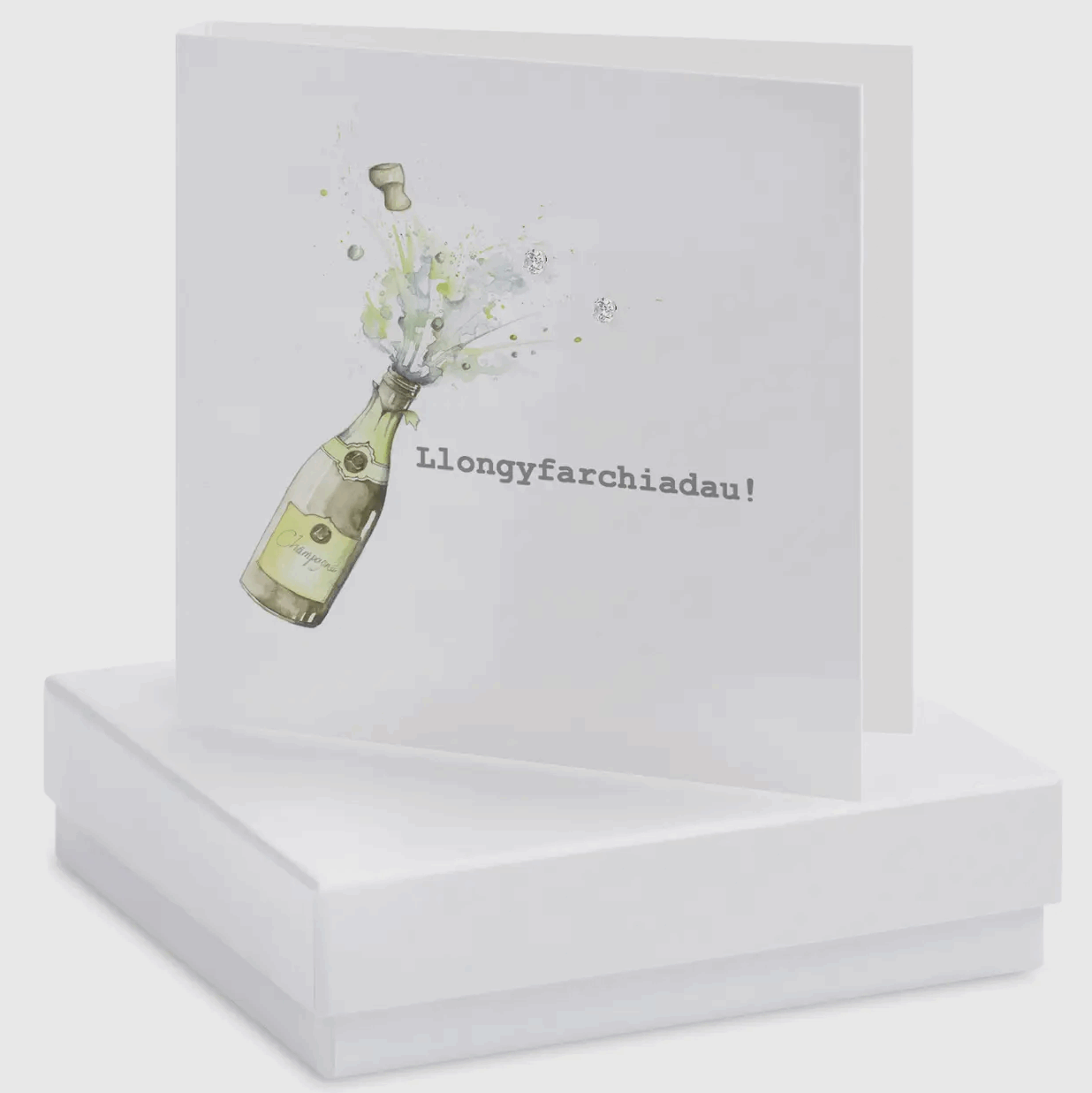 Llongyfarchiadau card and earrings