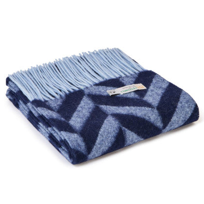 Nay and powder blue wide scarf