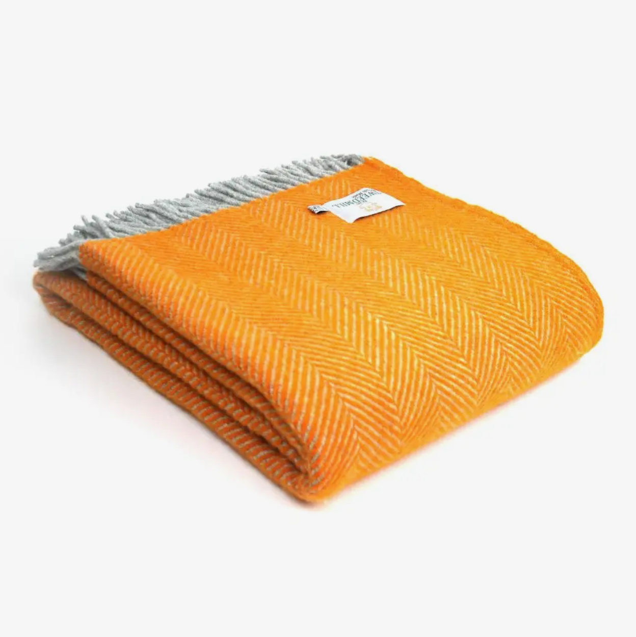 Orange herringbone pure new wool throw