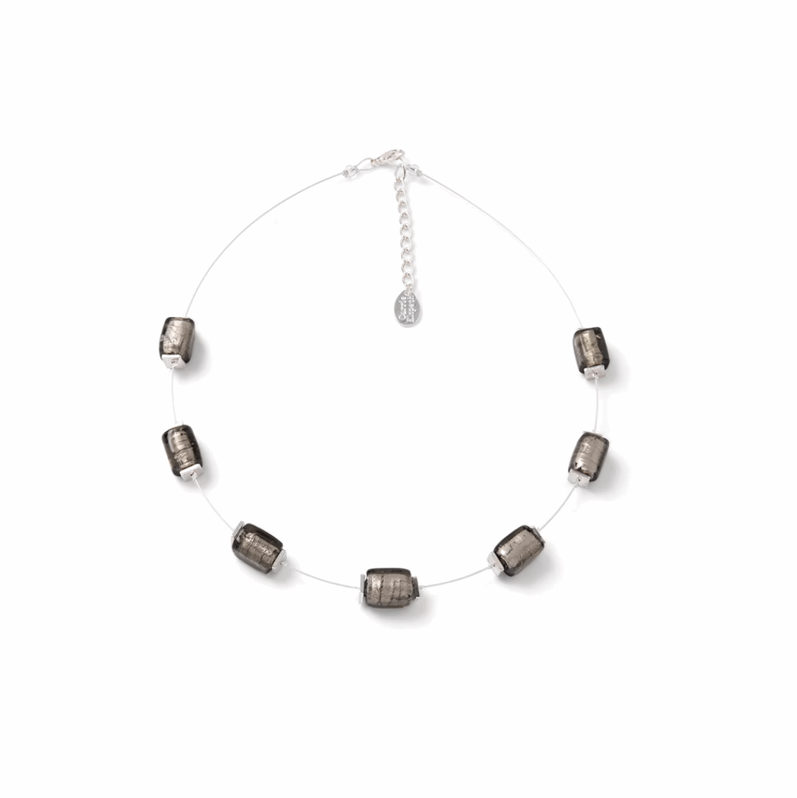 Pewter reflections beaded necklace