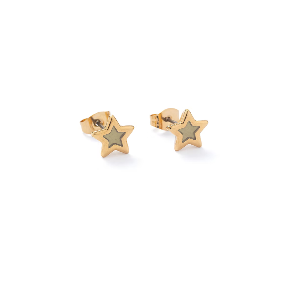 Pewter gold star studs