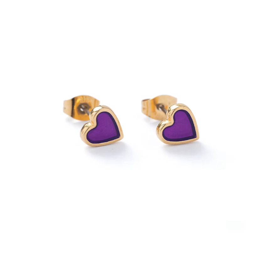 Purple traslucent heart studs