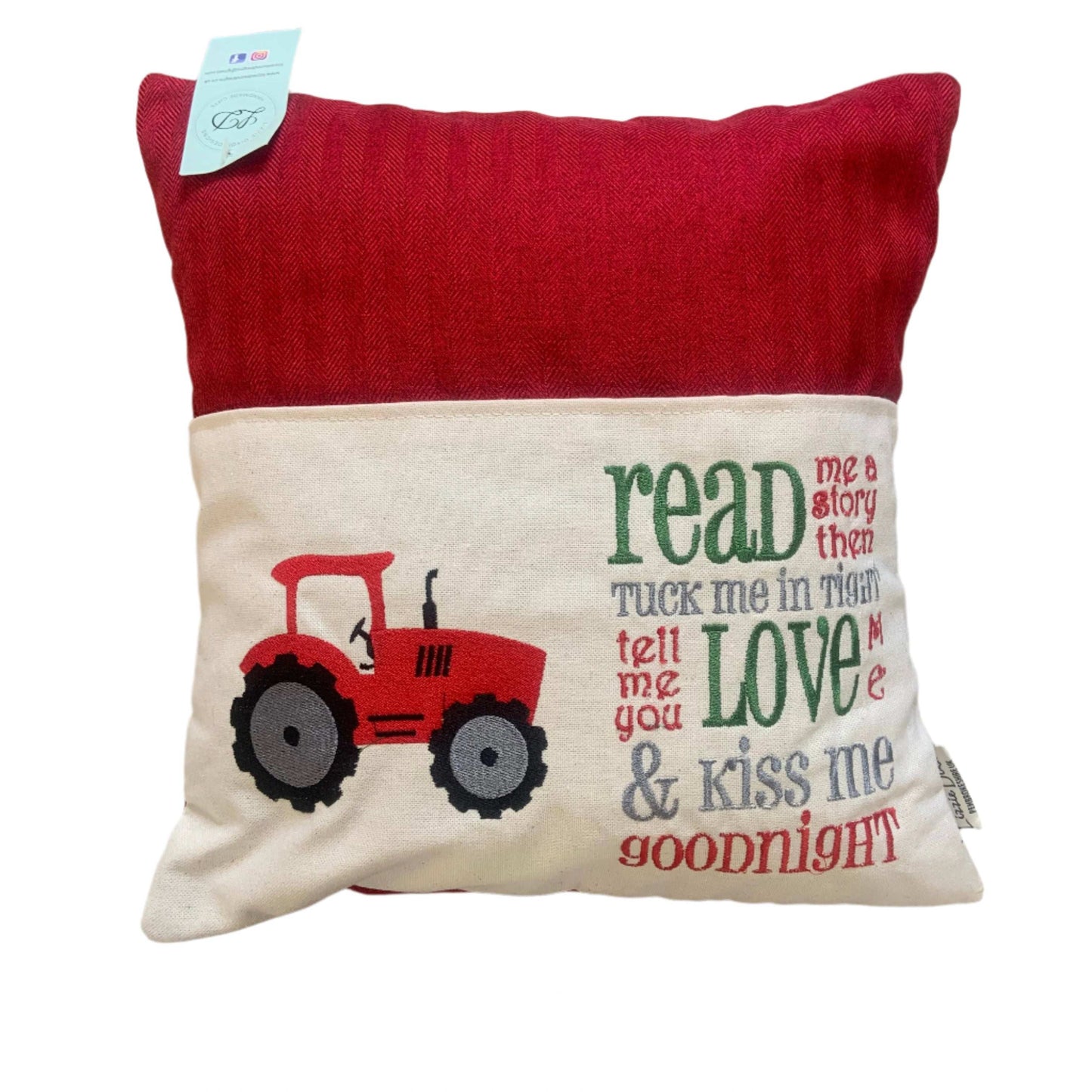 Red tractor reading cushion | Gifts of Wales