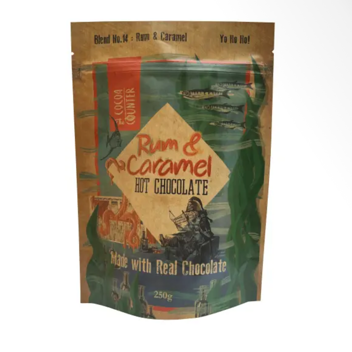 Rum and caramel hot chocolate flakes