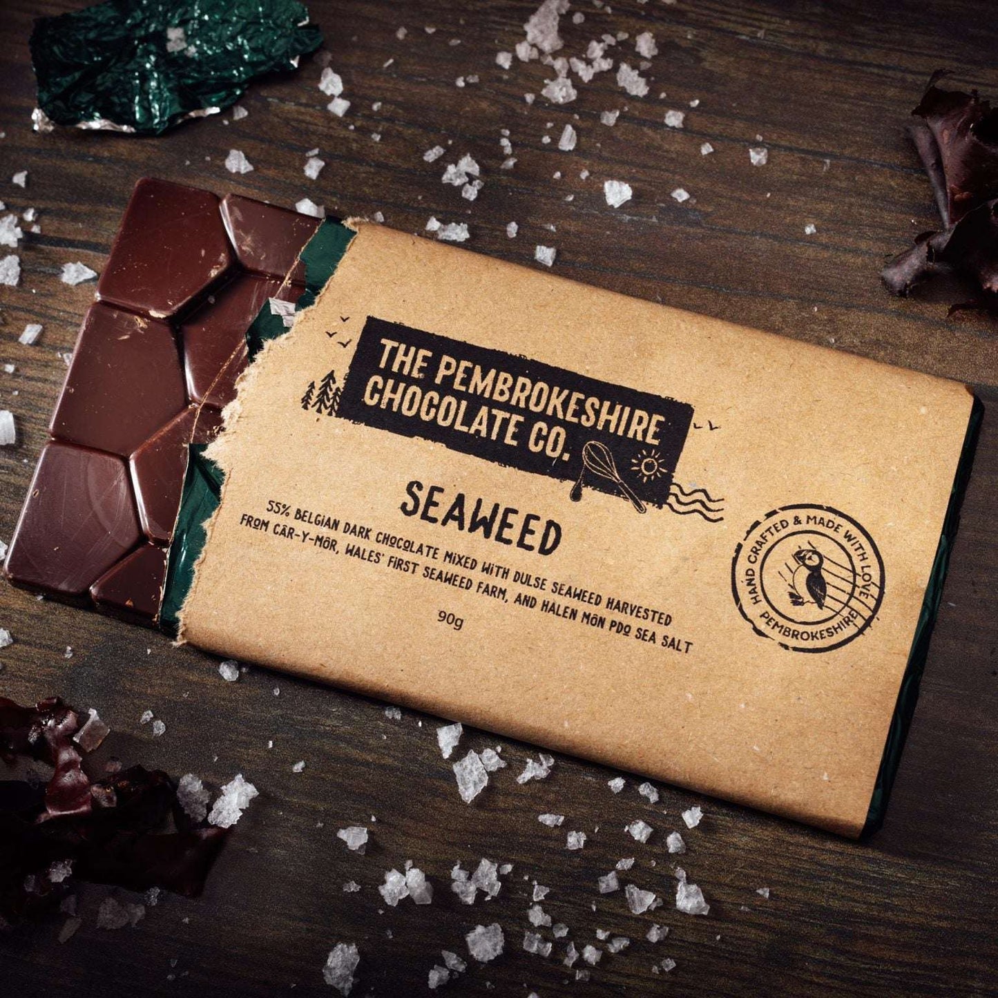 Seaweed dark chocolate bar