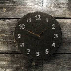 Slate clock with tapestry print numbers