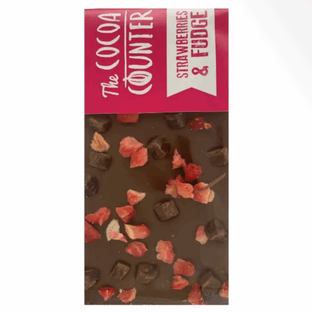 Strawberry and fudge milk chocolate bar