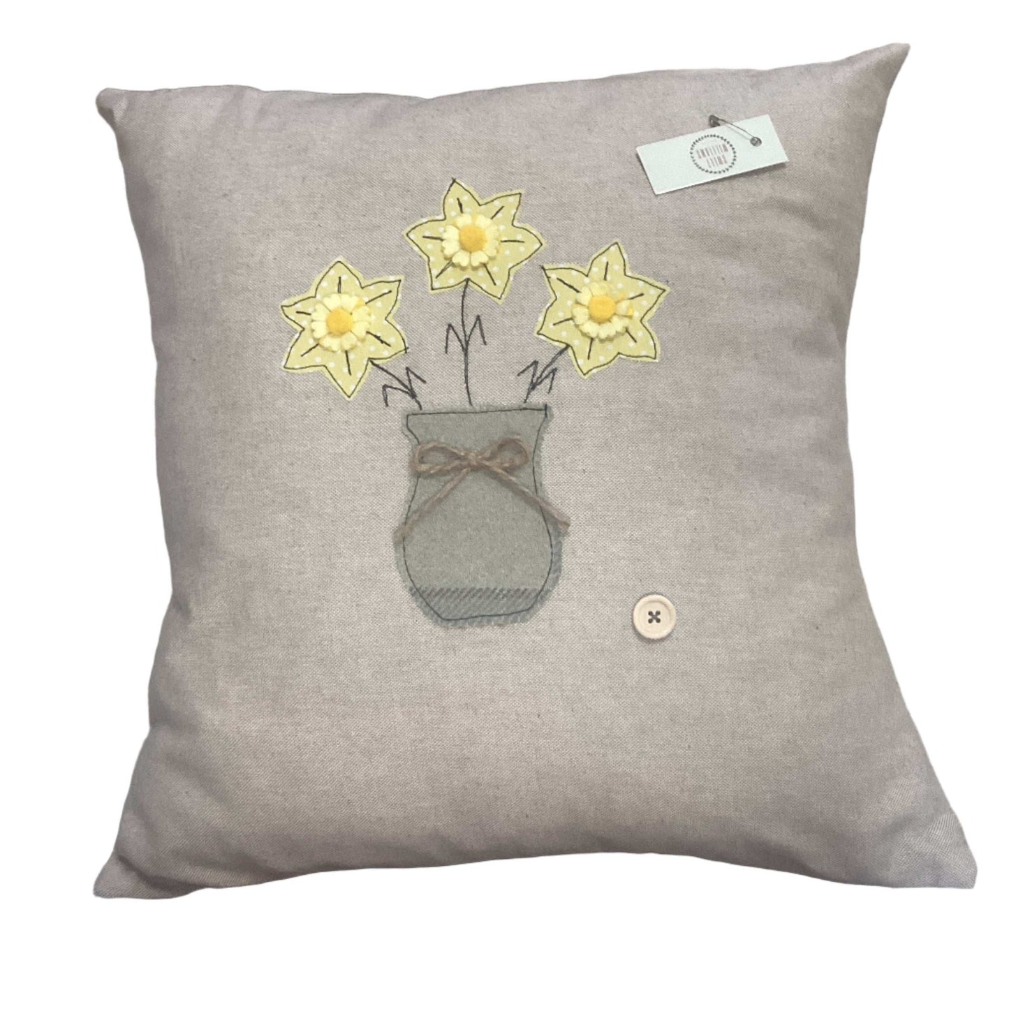 Vase of daffodil cushion