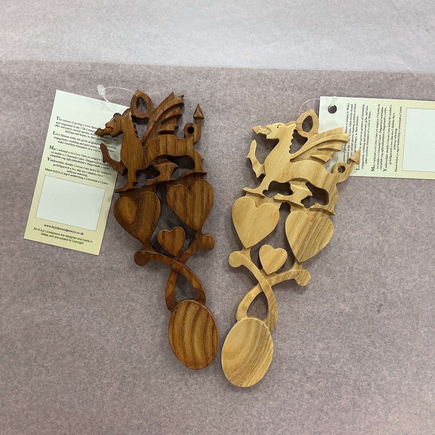 Welsh dragon and trio of hearts lovespoon