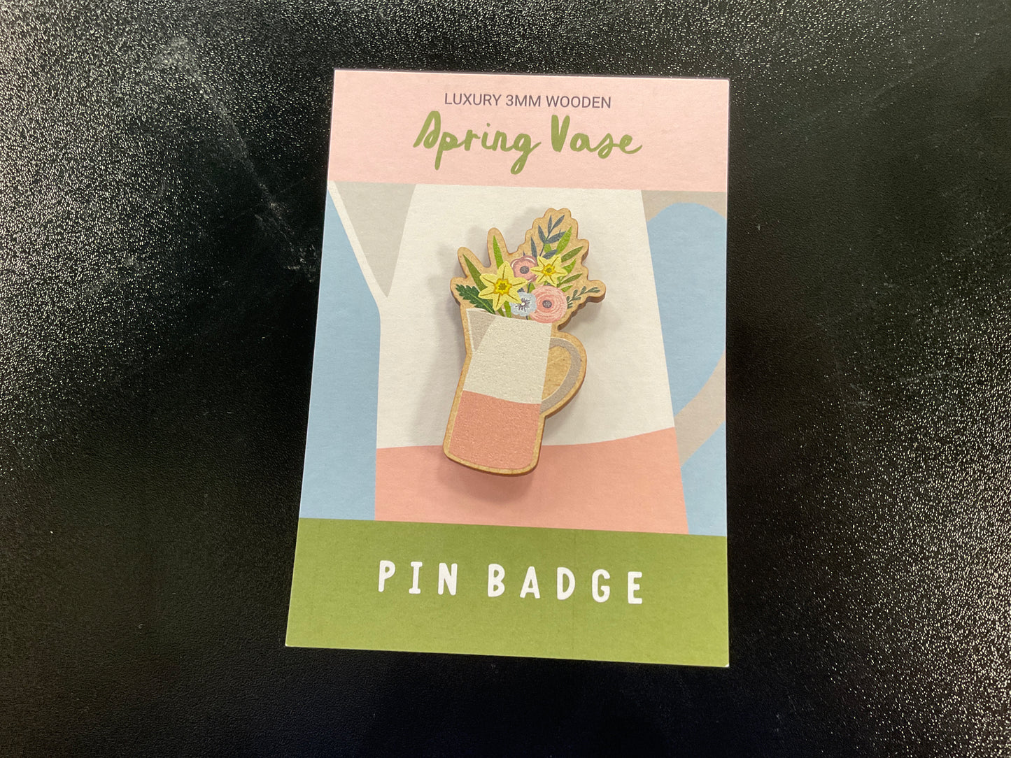 Spring vase pin badge