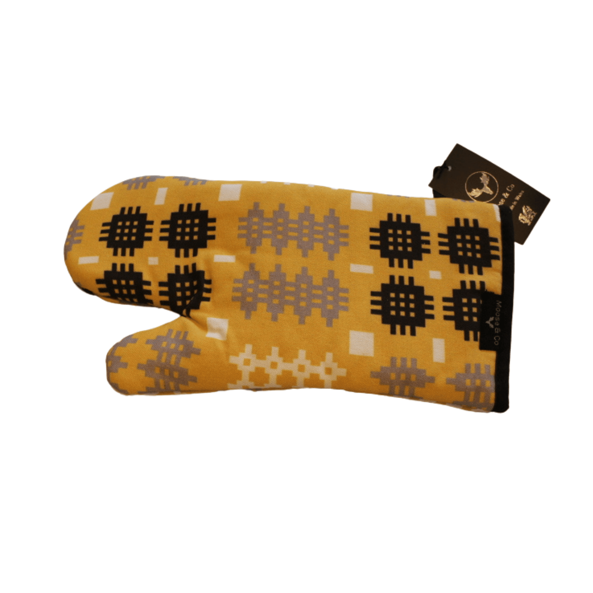 Welsh Tapestry Blanket Print Oven Mitt: Blue - Gifts of Wales