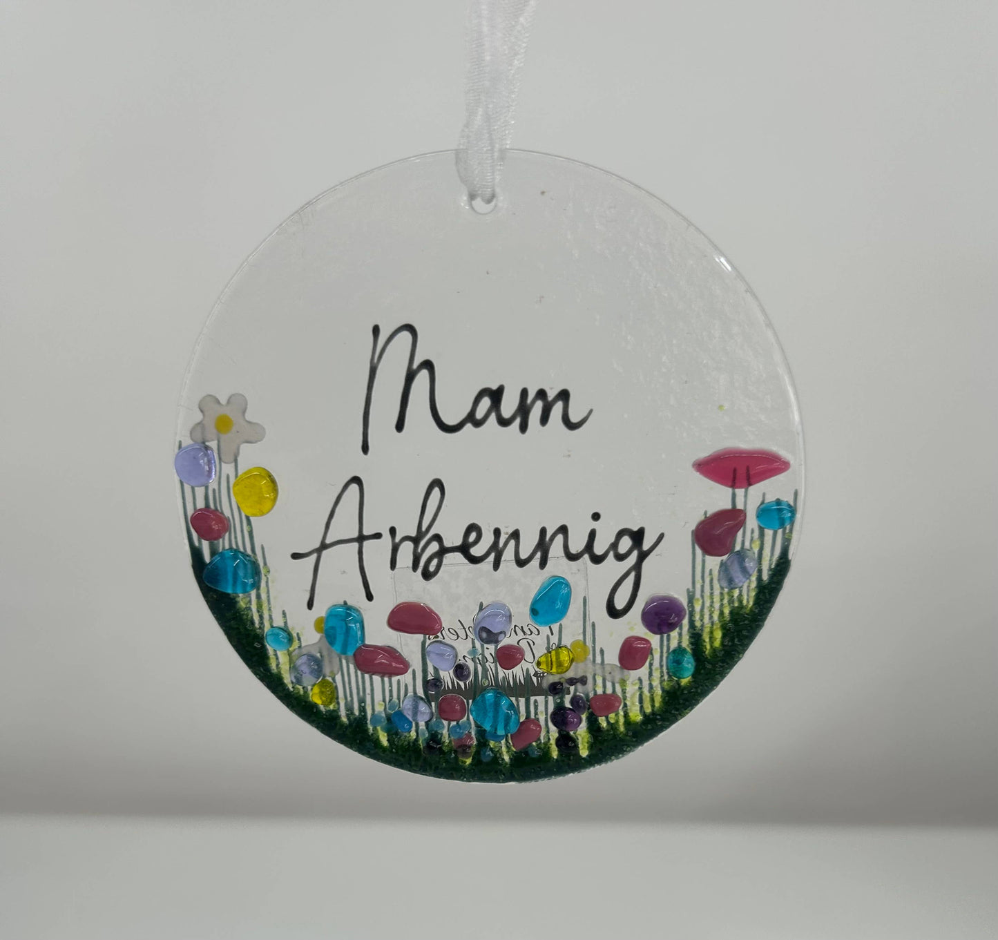 Handmade Fused Glass Hanging Welsh Dec - Mam Arbennig - Gifts of Wales