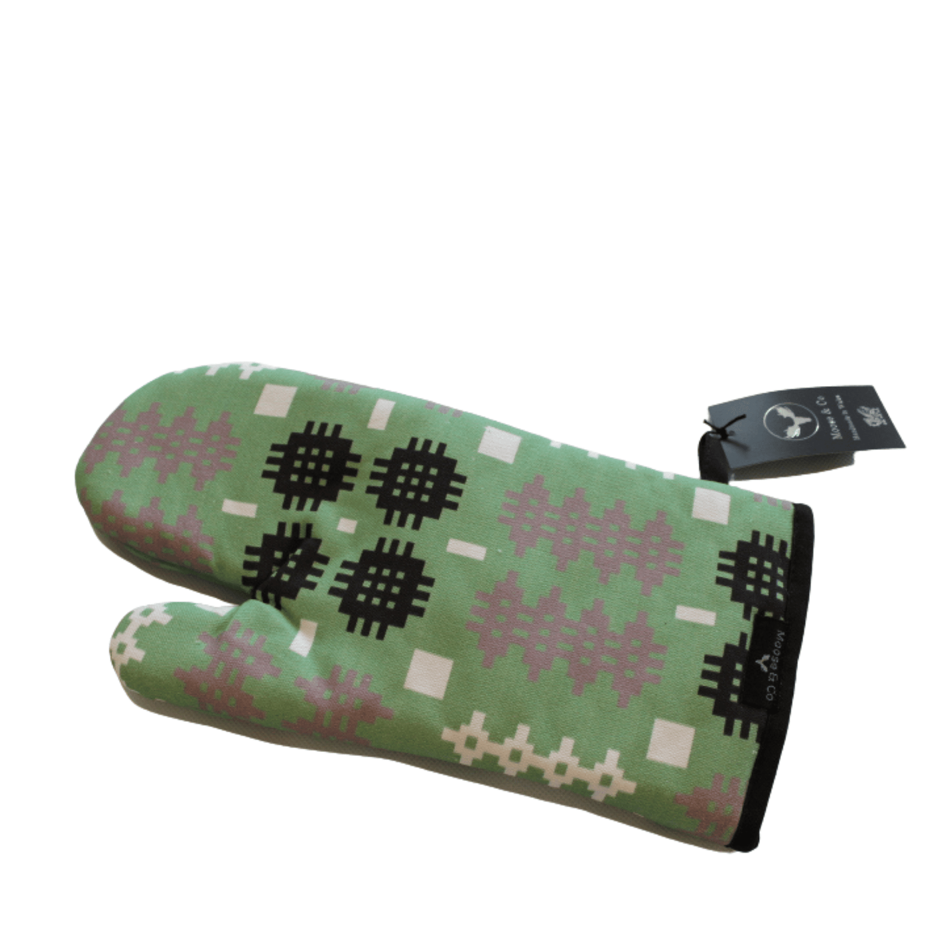 Welsh Tapestry Blanket Print Oven Mitt: Blue - Gifts of Wales