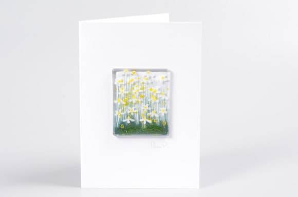 Handmade Fused Glass Greeting Card -  Daisy Card - Gifts of Wales