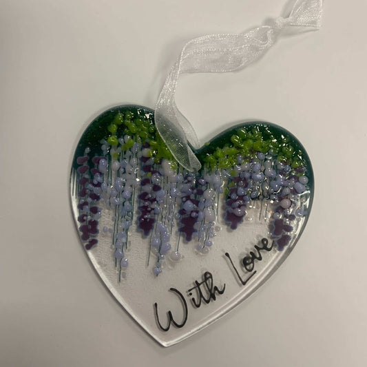 With love wisteria glass heart