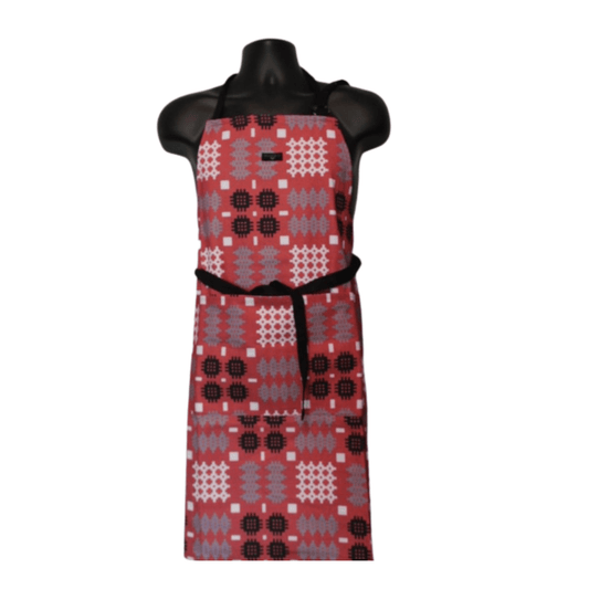 Welsh Tapestry Blanket Print Apron: Red - Gifts of Wales