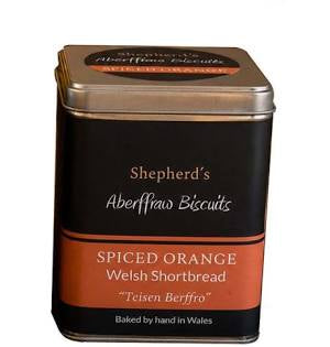 Aberffraw spiced orange biscuits in a tin