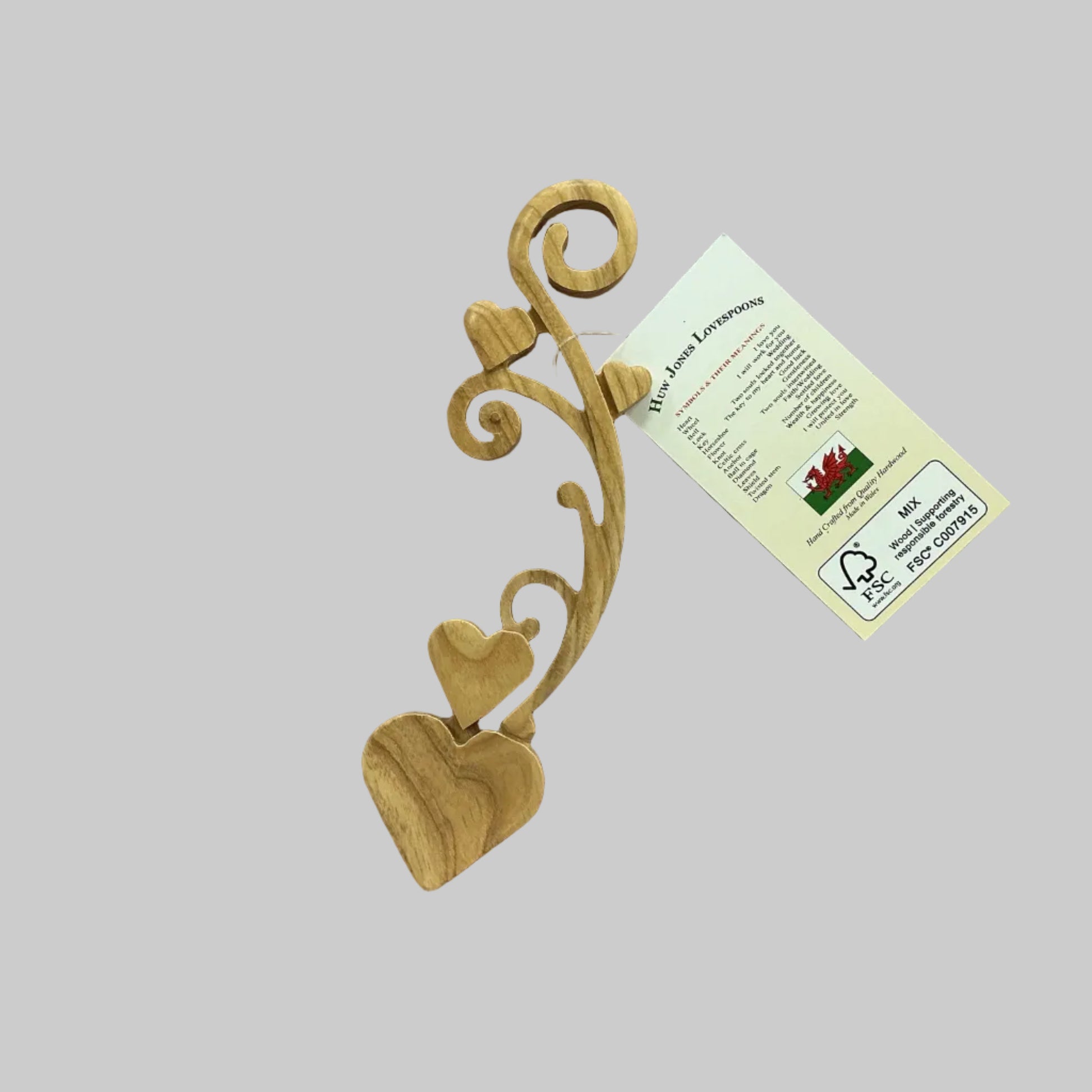 Art nouveau lovespoon in light wood