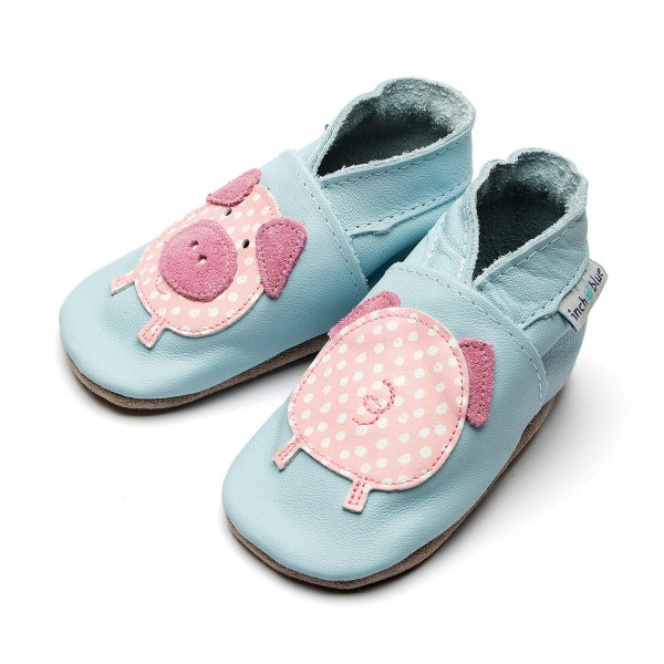Baby blue pig shoes 0-6 months|Gifts of Wales 