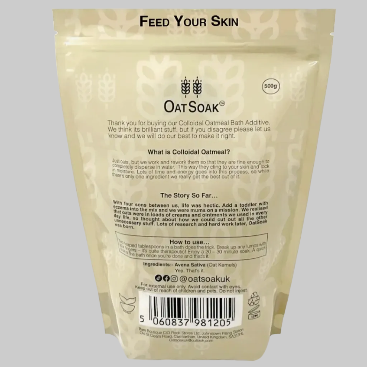 Oat soak, dissolvable oats for bath