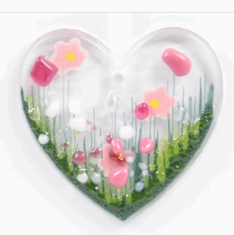 Blooming glass heart congratulations card