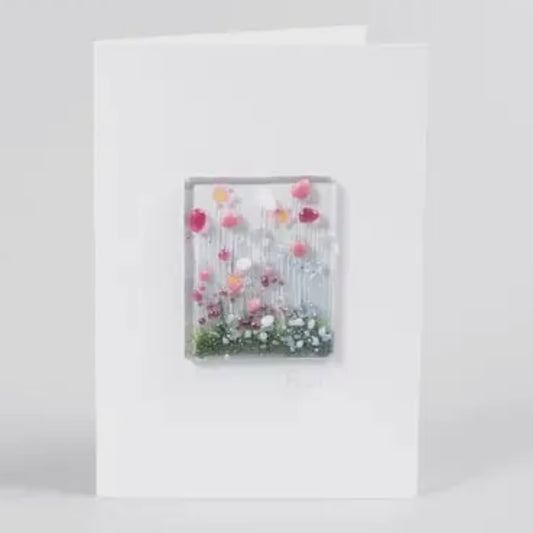 Blooming fused glass card