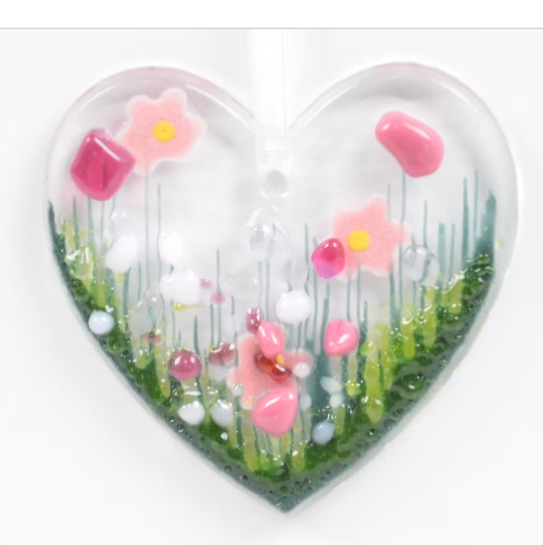 Blooming glass heart congratulations card
