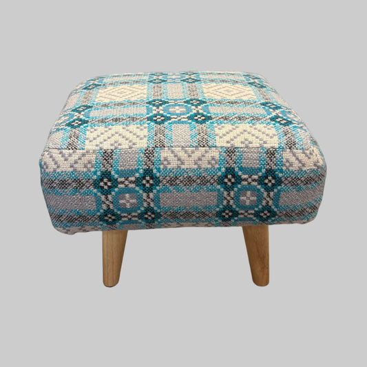 Blue Welsh tapestry footstool