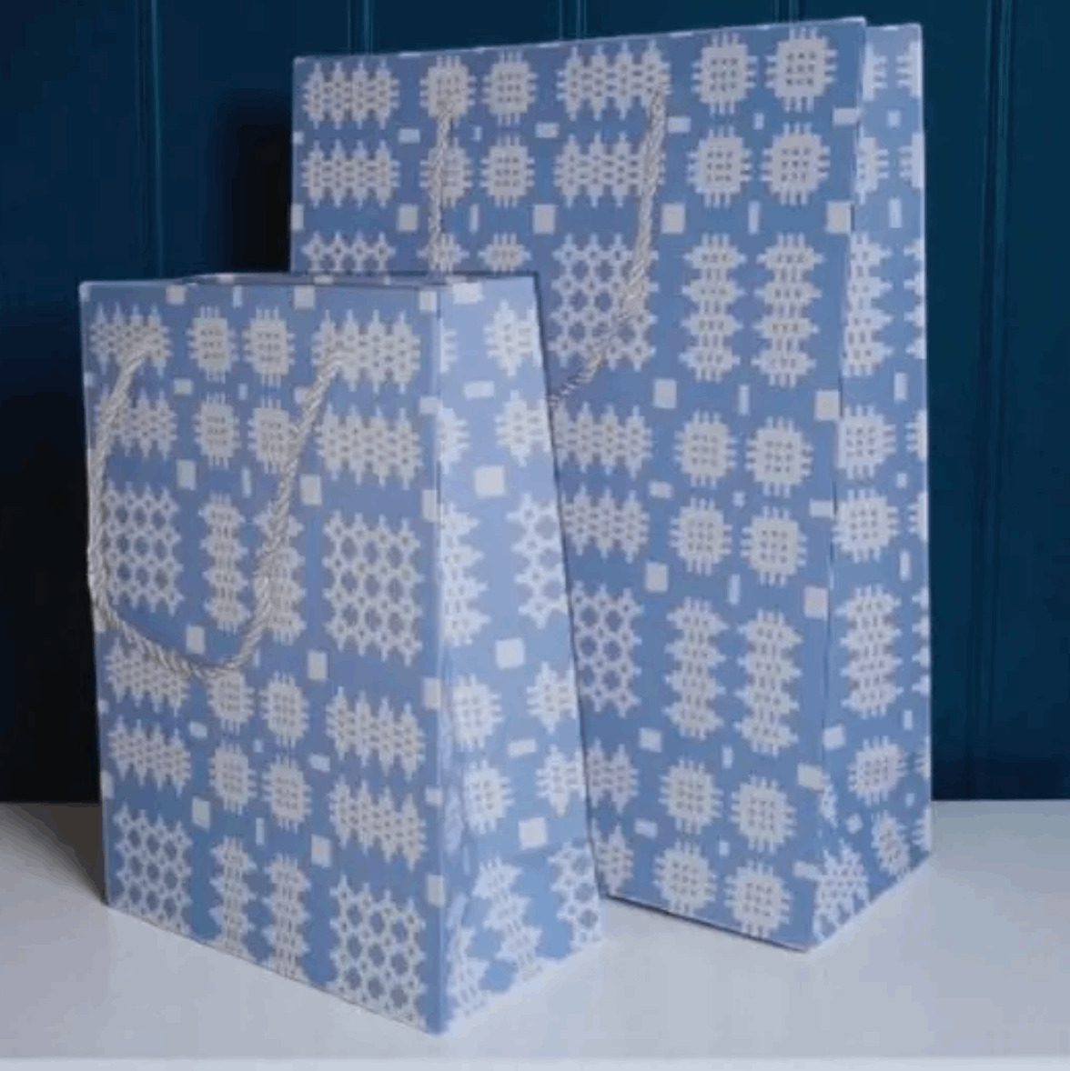 Blue Welsh tapestry gift bags 