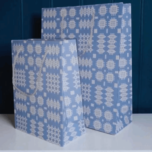 Blue Welsh tapestry gift bags 