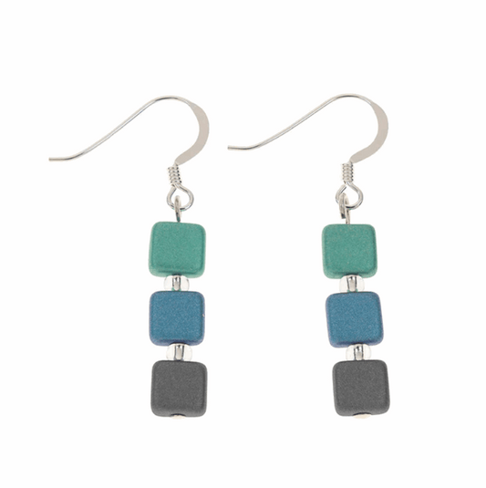 Blue green pastel geo earrings