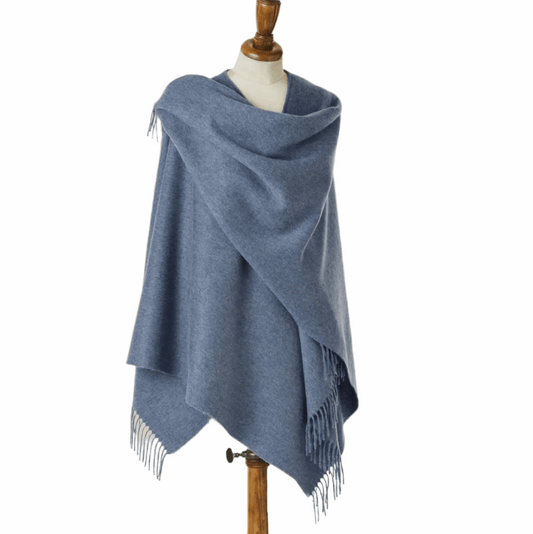 Blue merino ruana