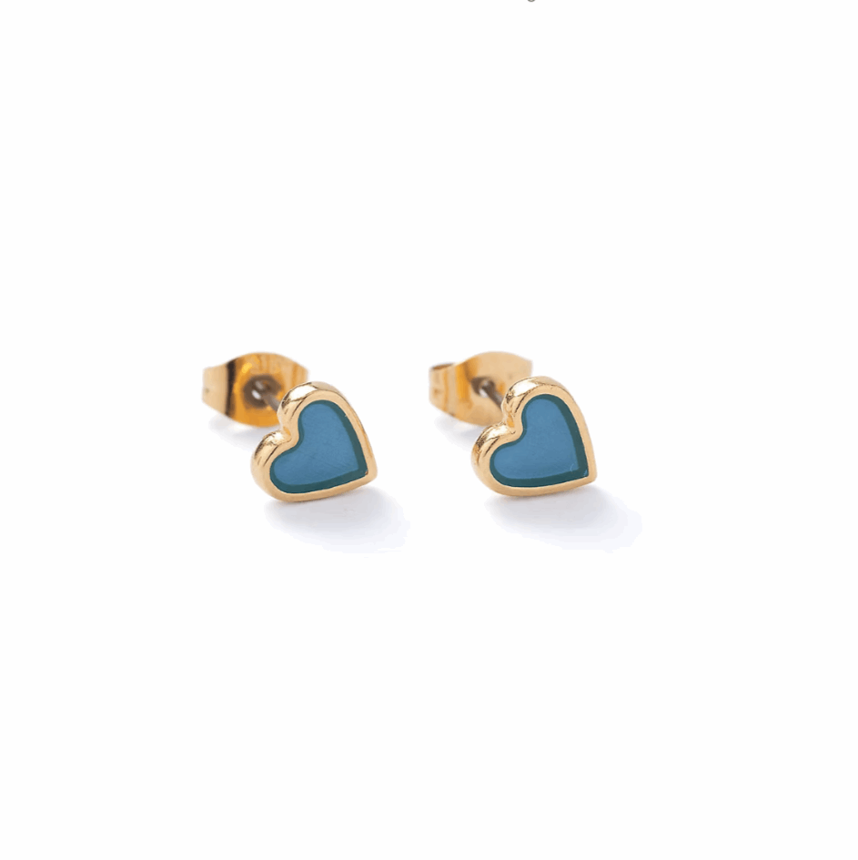 Blue translucent heart studs
