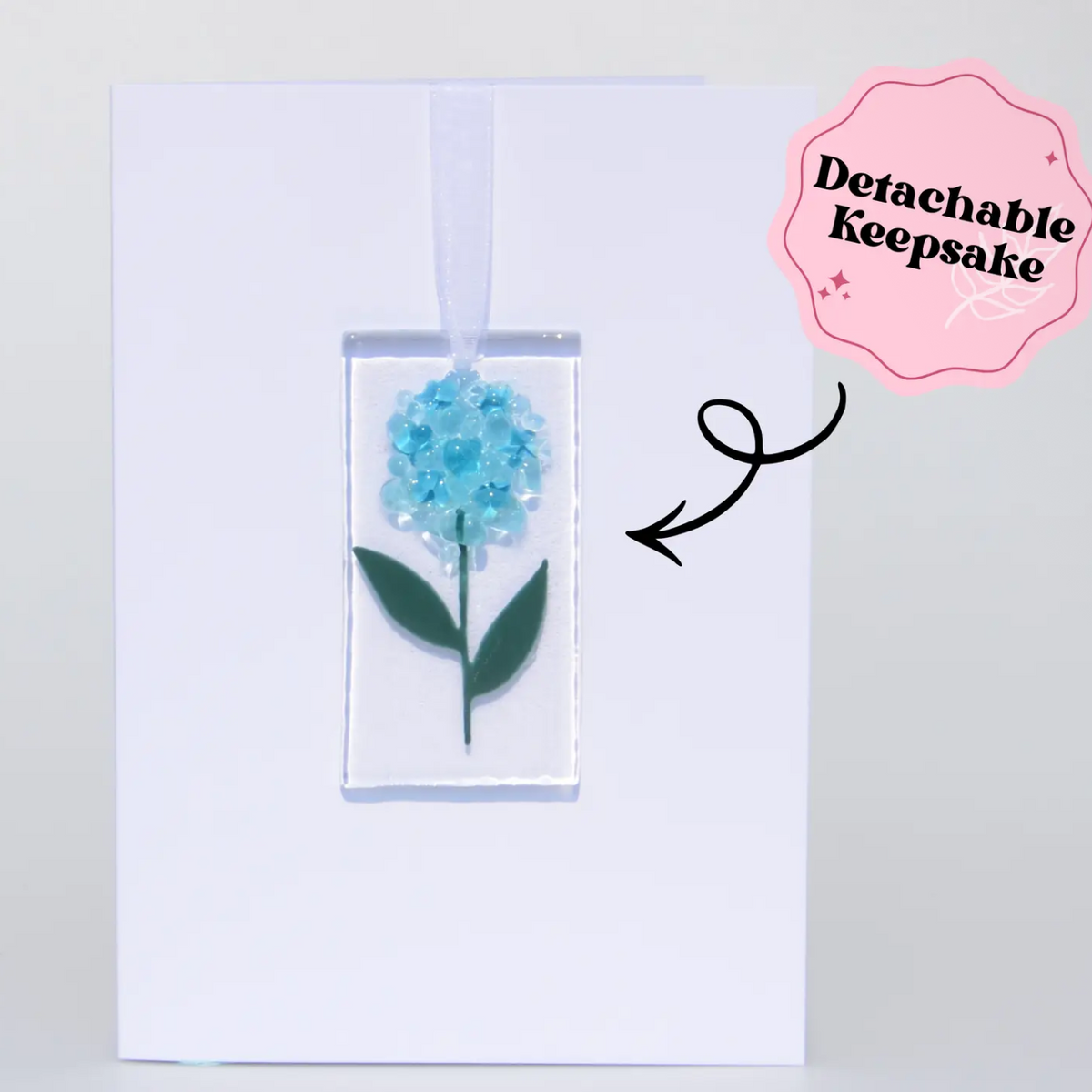Blue Hydrangea glass decoration card 