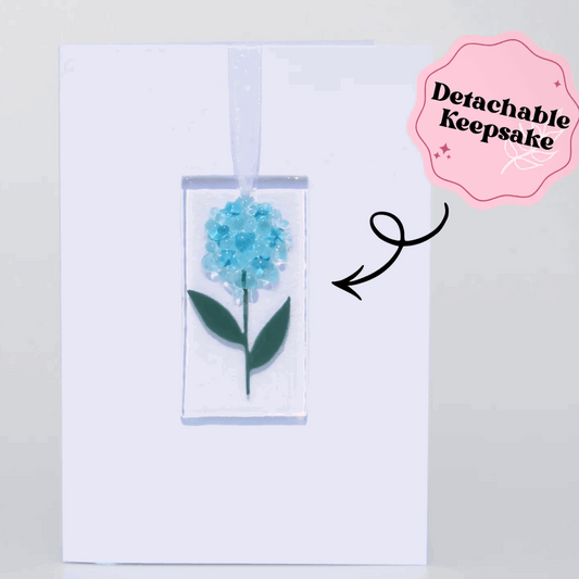 Blue Hydrangea glass decoration card 