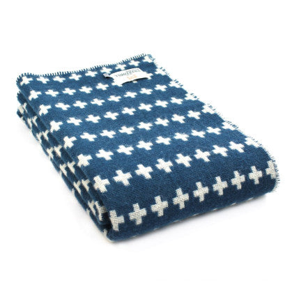 Blue and white cross throw| Gifts of Wales